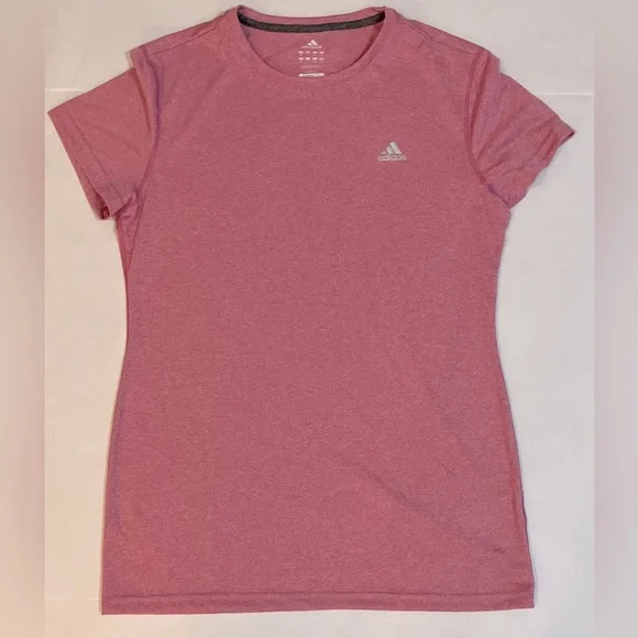 NWOT-Adidas Heathered Pink CLIMALITE Athletic Shirt - Picture 1 of 9